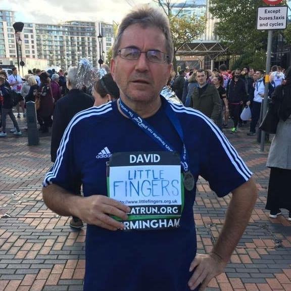 Dave running the marathon for little fingers